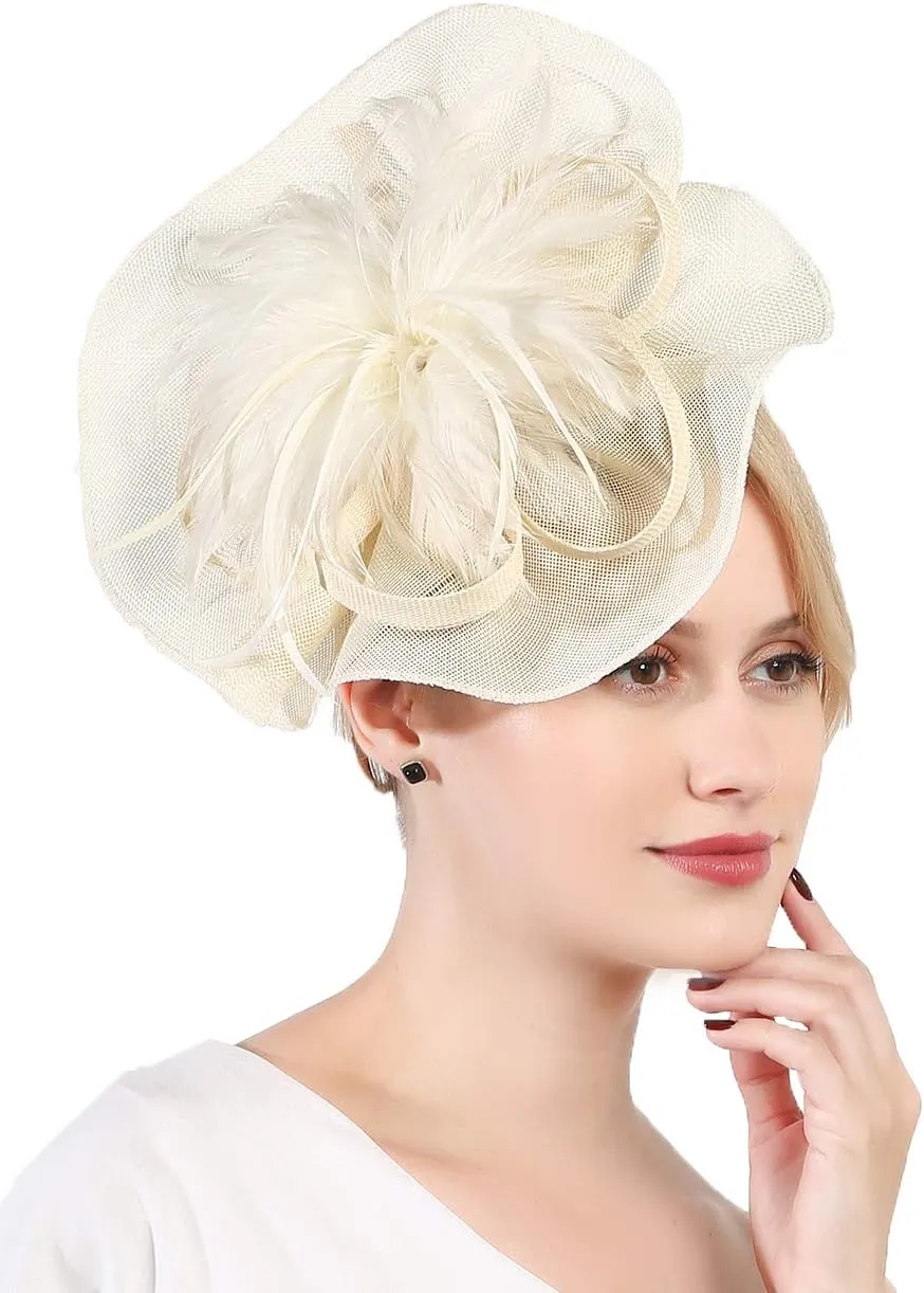 Fascinators Hat for Women Tea Party Headband Derby Wedding Bridal Headband Clips Headpiece