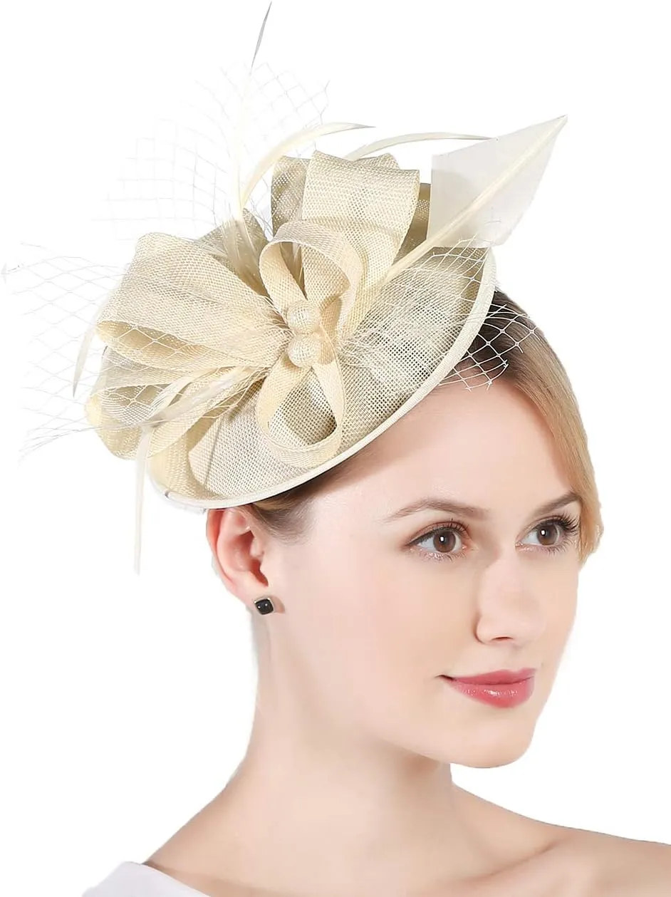 Fascinators Hat for Women Tea Party Headband Derby Wedding Bridal Headband Clips Headpiece