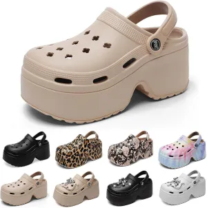 Fashion Women's Platform Clogs Anti Slip Slippers Beach Sandals Gardeners Clogs High Heeled Mule Slippers Gardening Shoes Sandals