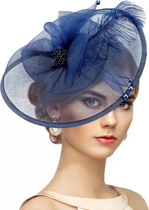Feather Tea Party Fascinator - 2025 Kentucky Attire Derby Hat with Hairpin, 1920s 50s Hats for Lady Woman Girls