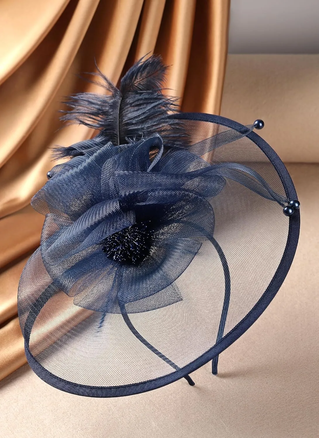 Feather Tea Party Fascinator - 2025 Kentucky Attire Derby Hat with Hairpin, 1920s 50s Hats for Lady Woman Girls