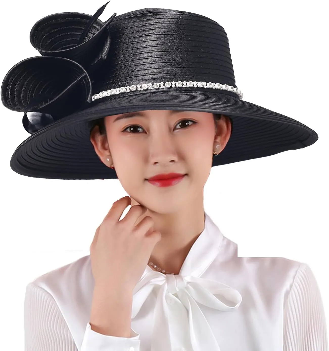 Fedora Hat Wide Brim Sun Hats Fascinators for Women Elegant Church Wedding Party Dress Derby Boater Hat