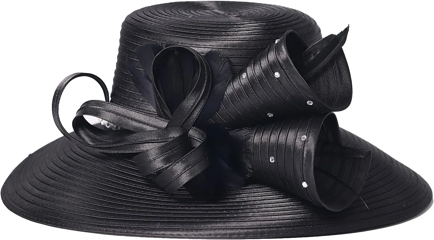 Fedora Hat Wide Brim Sun Hats Fascinators for Women Elegant Church Wedding Party Dress Derby Boater Hat