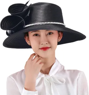 Fedora Hat Wide Brim Sun Hats Fascinators for Women Elegant Church Wedding Party Dress Derby Boater Hat