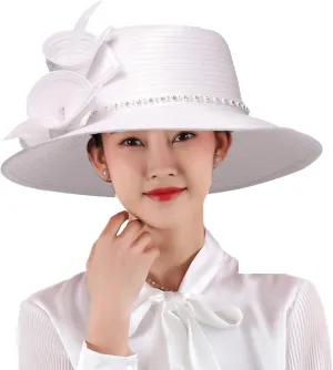 Fedora Hat Wide Brim Sun Hats Fascinators for Women Elegant Church Wedding Party Dress Derby Boater Hat