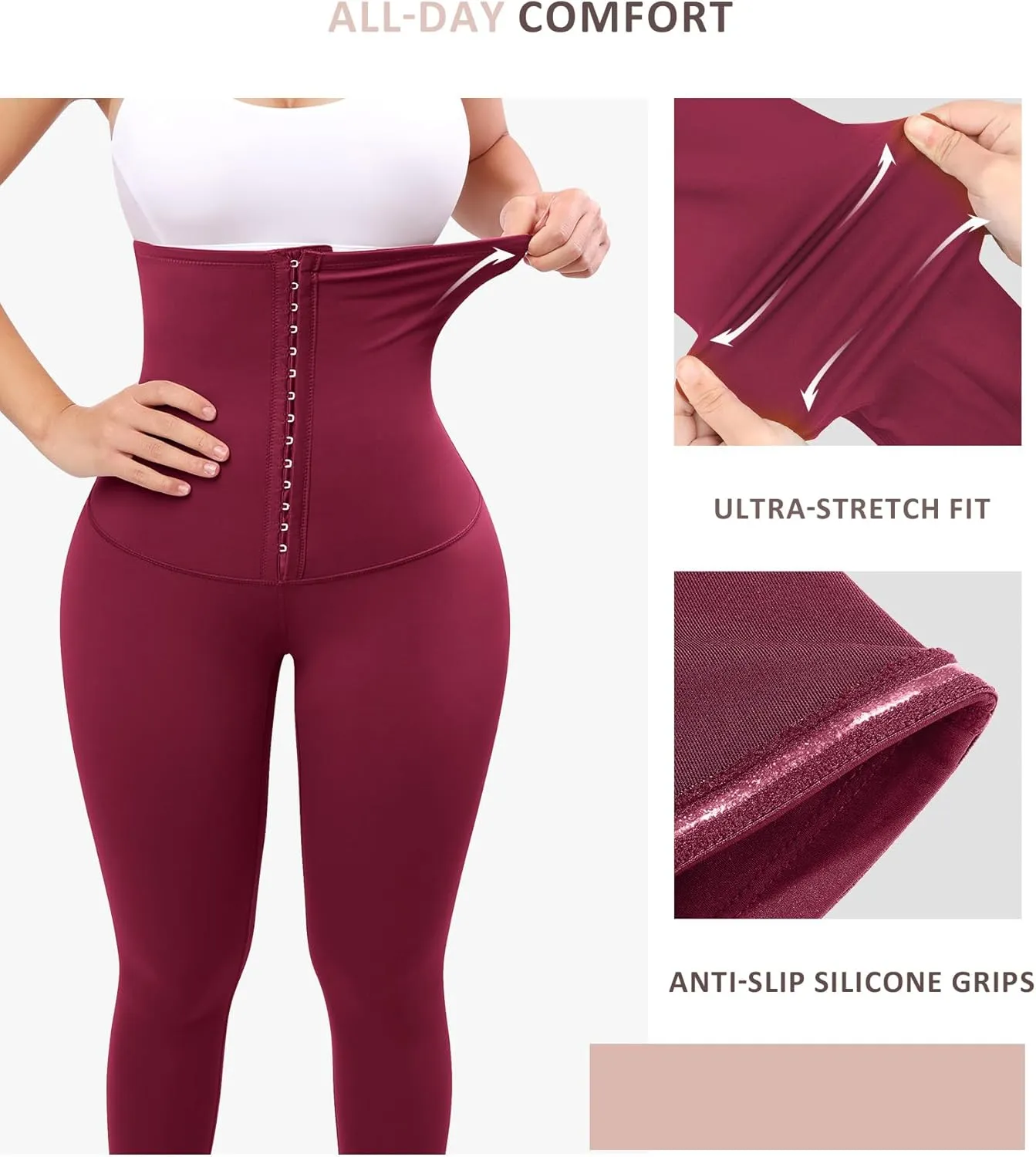 FeelinGirl Leggings for Women Tummy Control Corset Waist Trainer Thigh Slimming High Waisted Compression Yoga Pants
