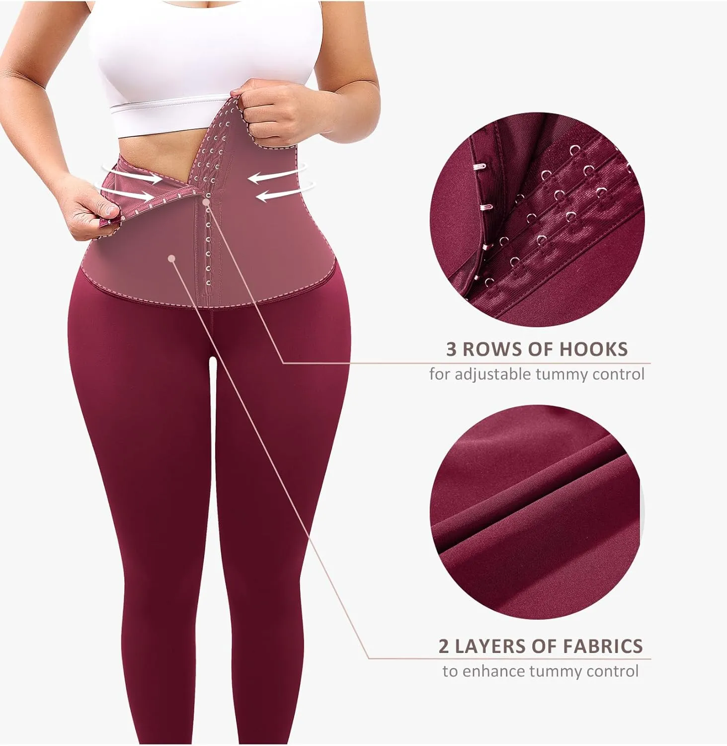 FeelinGirl Leggings for Women Tummy Control Corset Waist Trainer Thigh Slimming High Waisted Compression Yoga Pants