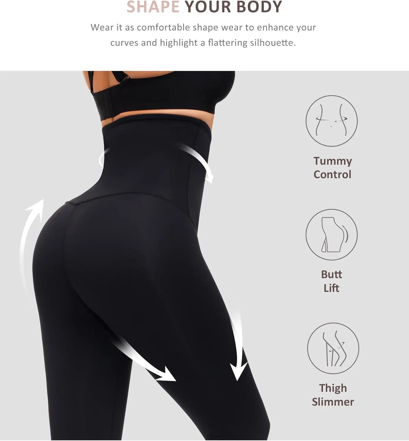 FeelinGirl Leggings for Women Tummy Control Corset Waist Trainer Thigh Slimming High Waisted Compression Yoga Pants