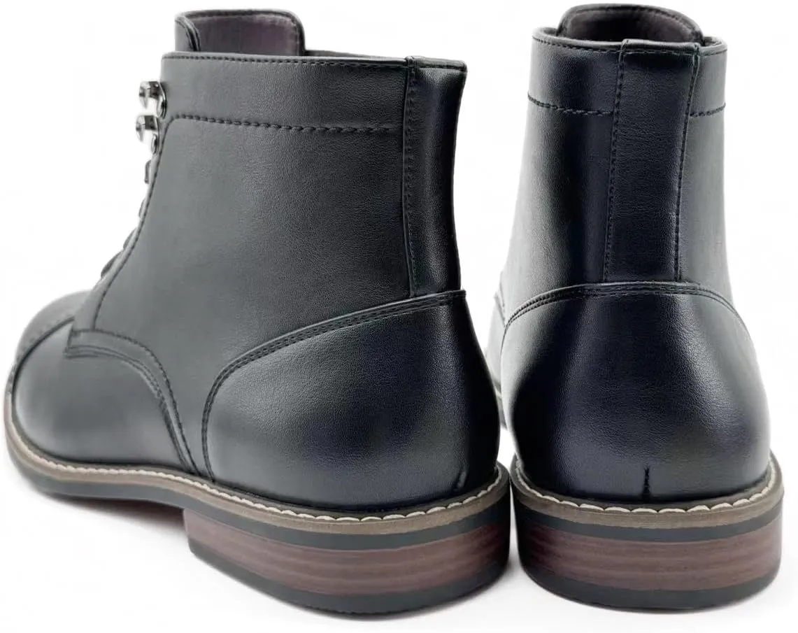 Finishing & Sewing Men's Dress Cap Toe Oxford Boots, Lace Up Ankle Derby Boots