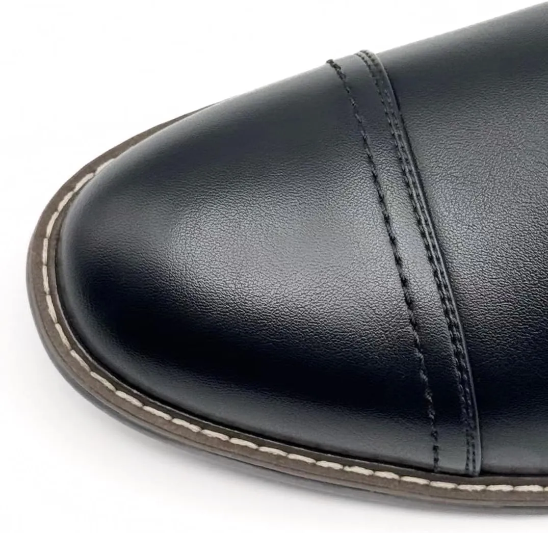 Finishing & Sewing Men's Dress Cap Toe Oxford Boots, Lace Up Ankle Derby Boots