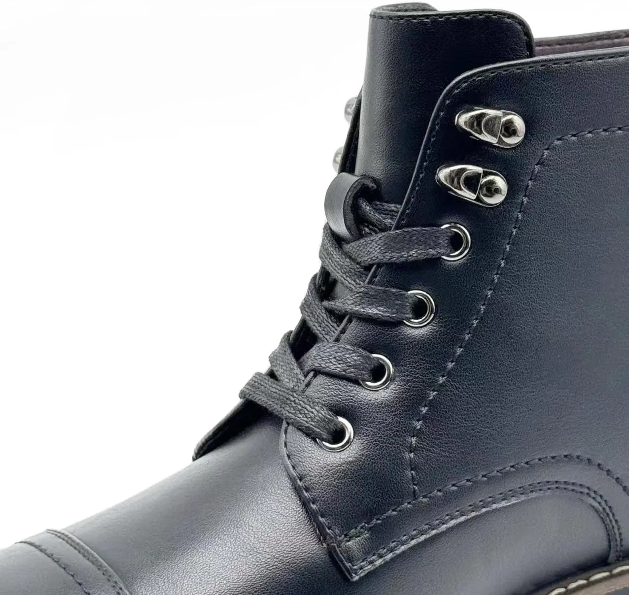 Finishing & Sewing Men's Dress Cap Toe Oxford Boots, Lace Up Ankle Derby Boots