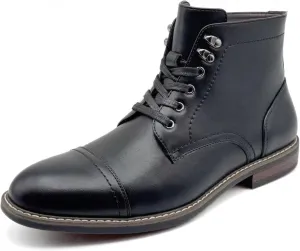 Finishing & Sewing Men's Dress Cap Toe Oxford Boots, Lace Up Ankle Derby Boots