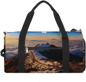 Fitness Bag, Mauna Kea Summit Sunset Print Reusable Gym Bag Sports Travel Fitness Bag Essentials Gym Bag with Shoe Compartment, style