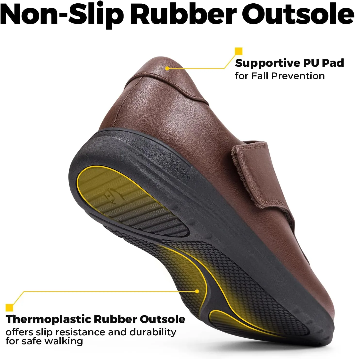 FitVille Diabetic Shoes for Women Slip On Classic Oxford Shoes Adjustable Strap Business Formal Dress Shoes PU Leather Loafers Edema Shoes Plantar Fasciitis Sneakers - EasyTop Dress Shoes V1