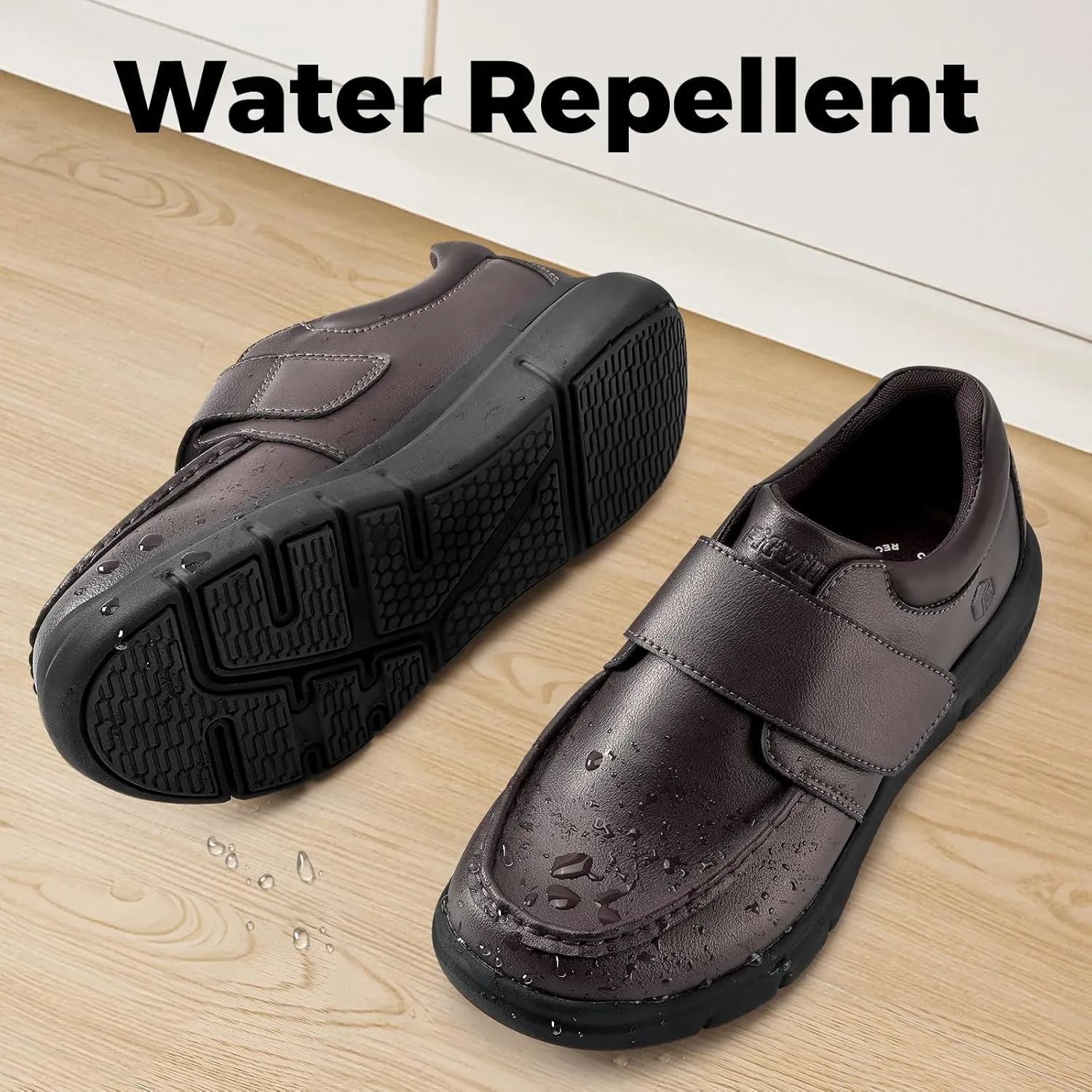 FitVille Wide Diabetic Walking Shoes for Men Leather Oxford Shoes Comfortable Dress Business Casual Shoes Sneakers for All-Day Comfort