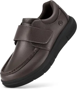 FitVille Wide Diabetic Walking Shoes for Men Leather Oxford Shoes Comfortable Dress Business Casual Shoes Sneakers for All-Day Comfort