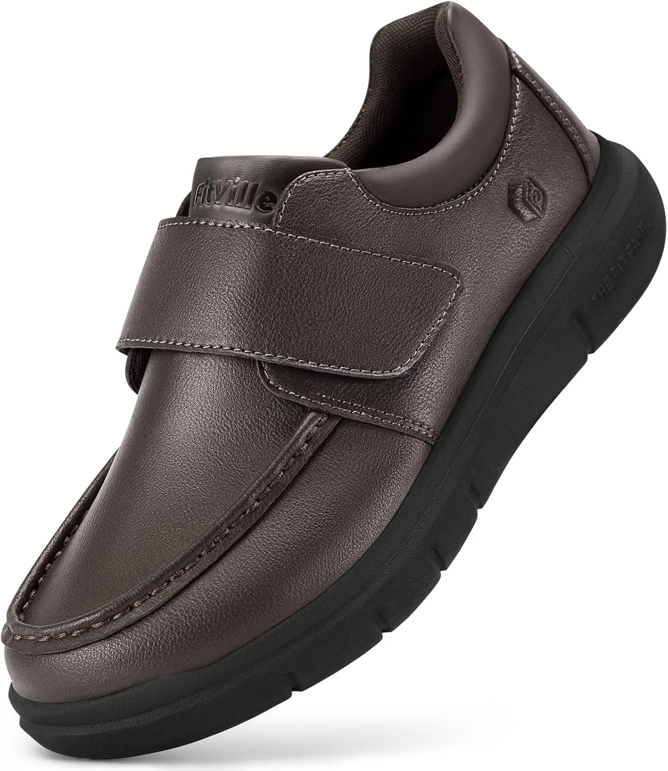 FitVille Wide Diabetic Walking Shoes for Men Leather Oxford Shoes Comfortable Dress Business Casual Shoes Sneakers for All-Day Comfort
