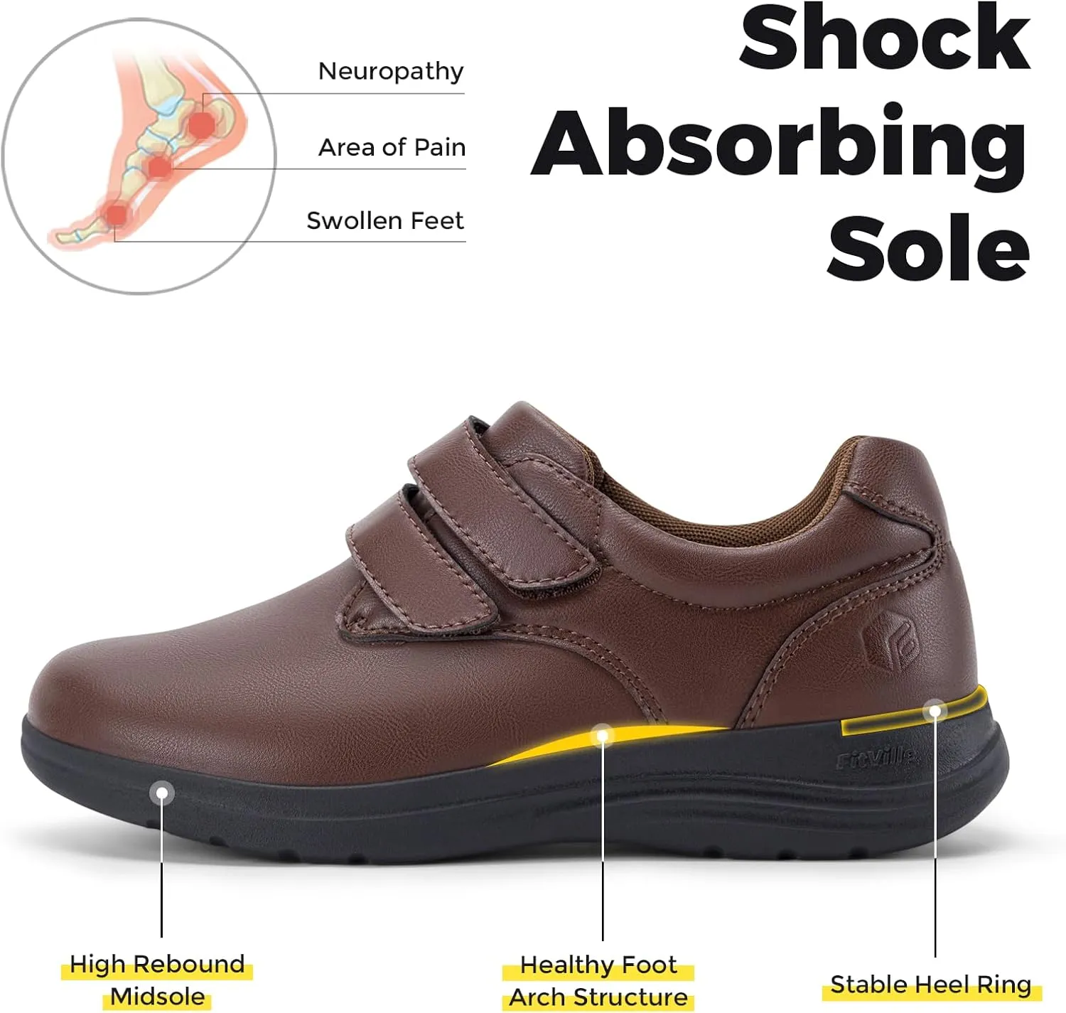 FitVille Wide Diabetic Walking Shoes for Women, Dress Casual Comfortable Leather Oxford Shoes for All-Day Comfort