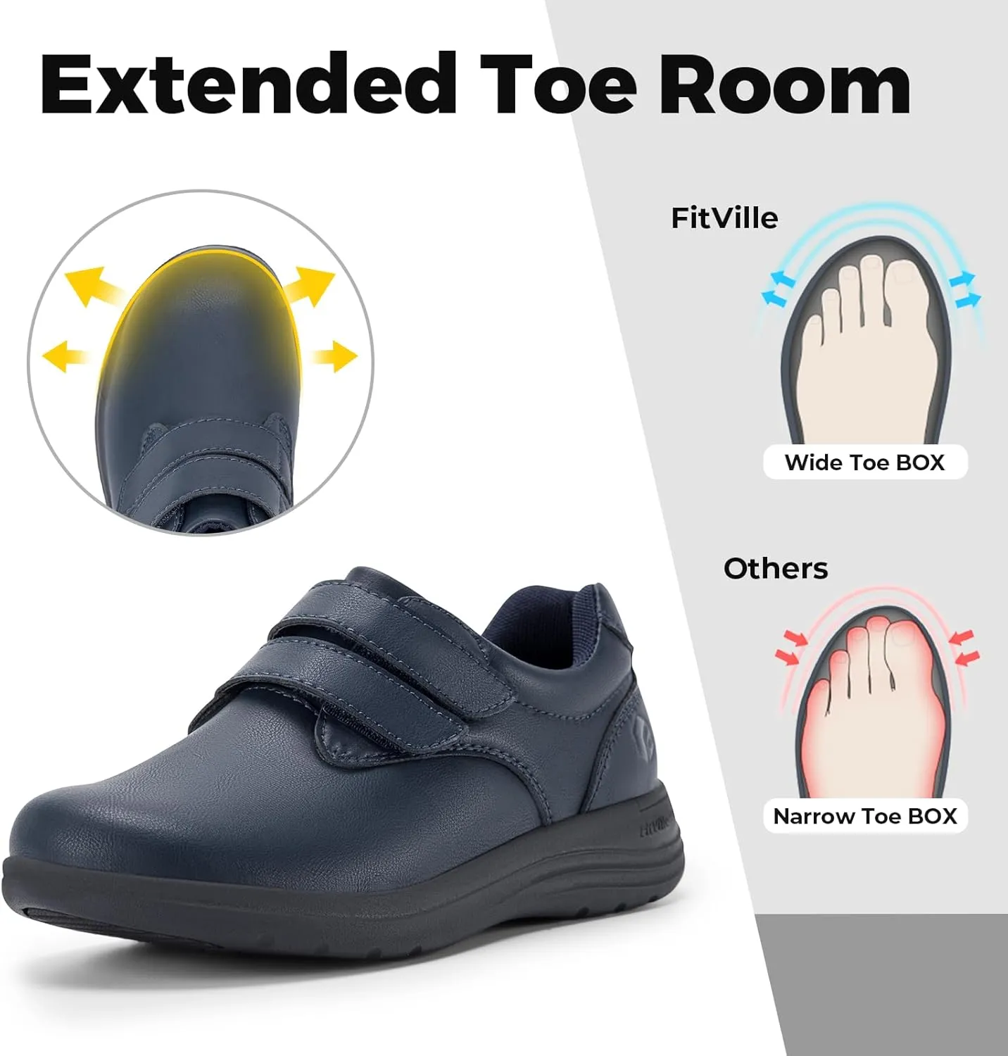 FitVille Wide Diabetic Walking Shoes for Women, Dress Casual Comfortable Leather Oxford Shoes for All-Day Comfort