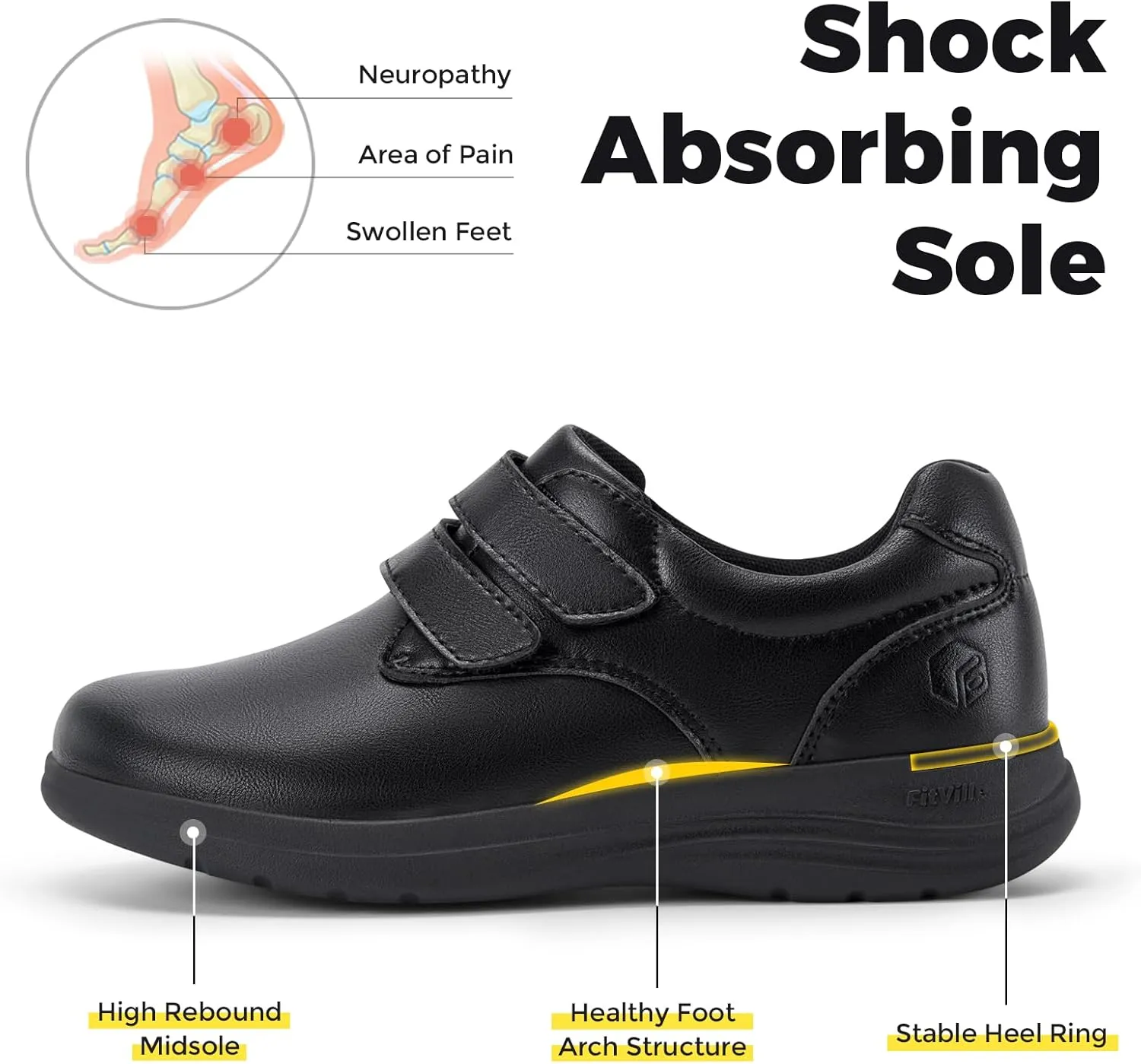FitVille Wide Diabetic Walking Shoes for Women, Dress Casual Comfortable Leather Oxford Shoes for All-Day Comfort