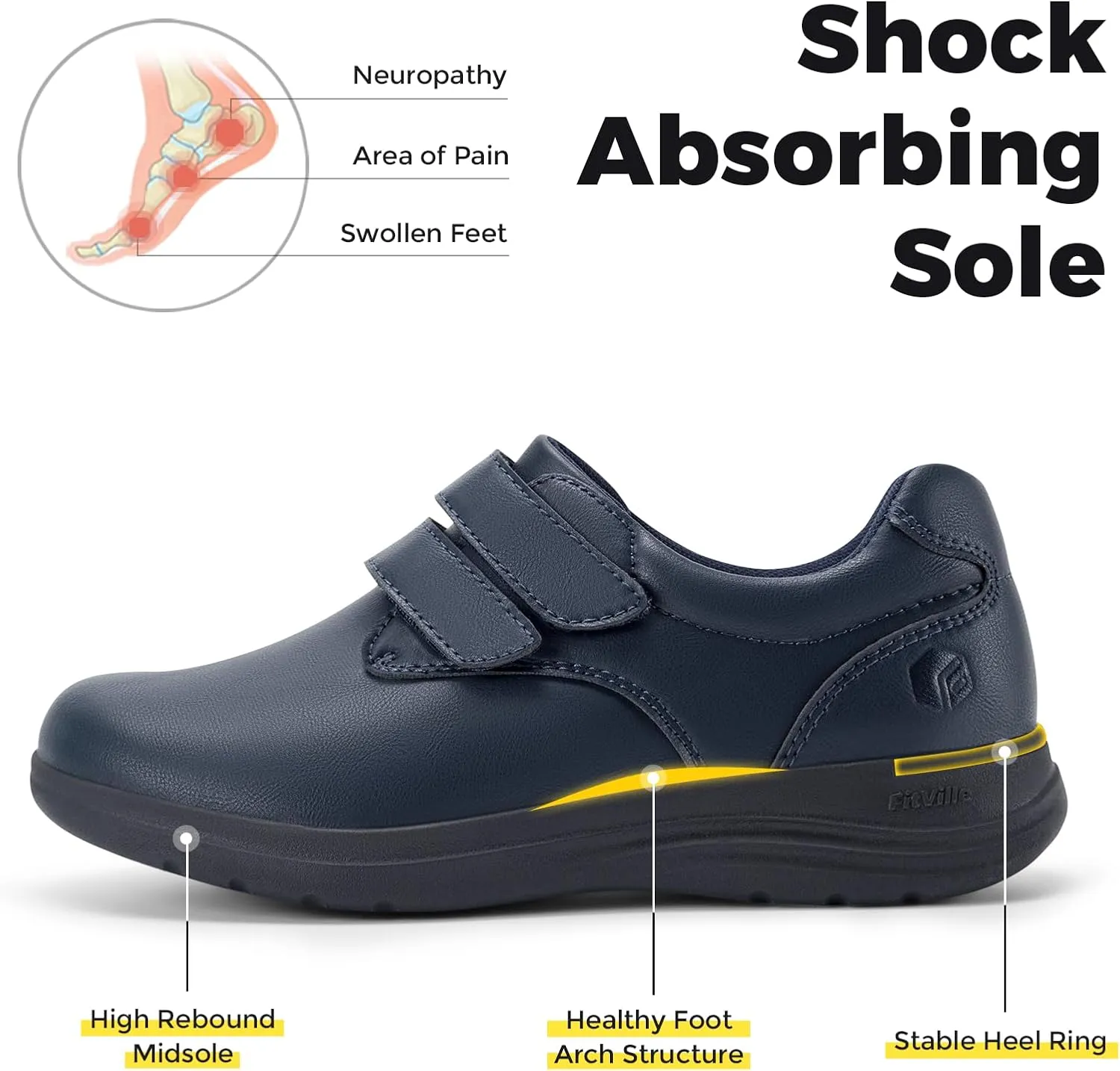 FitVille Wide Diabetic Walking Shoes for Women, Dress Casual Comfortable Leather Oxford Shoes for All-Day Comfort