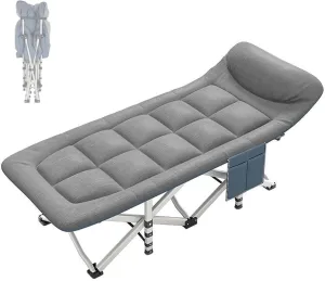Folding Camping Cot,Camping Cot for Adults, Cots for Sleeping Folding Bed Ergonomic Design 68cm Wide and Sturdy Guest Bed for Home Office Nap Space Saving(Grey)