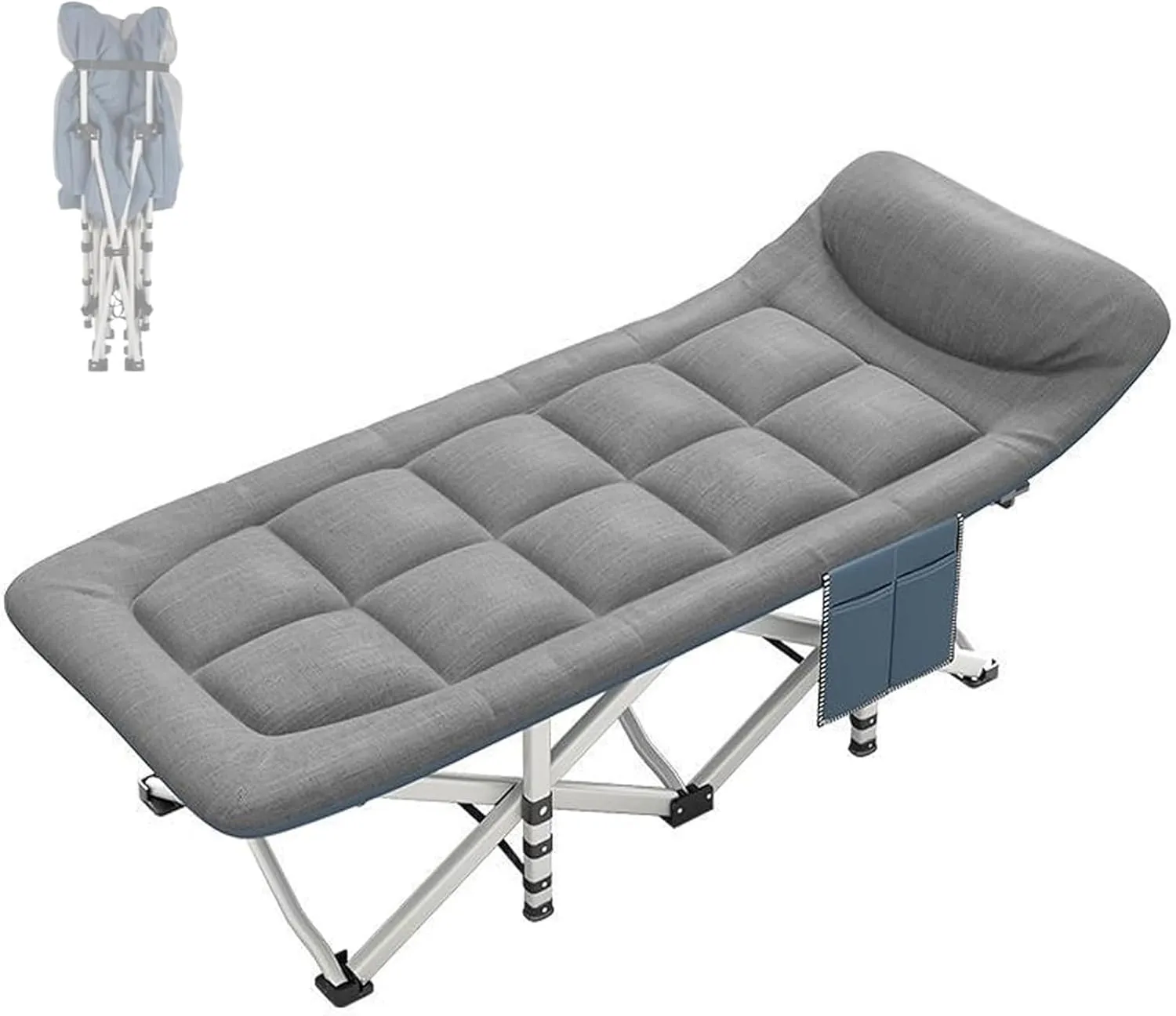 Folding Camping Cot,Camping Cot for Adults, Cots for Sleeping Folding Bed Ergonomic Design 68cm Wide and Sturdy Guest Bed for Home Office Nap Space Saving(Grey)