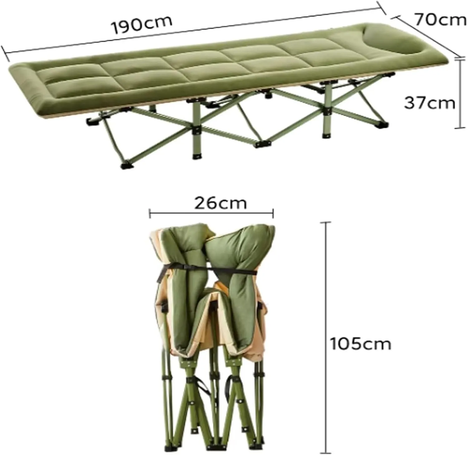 Folding Camping Cot,Camping Cot for Adults, Extra Wide Portable Camp Cot Heavy Duty Sturdy Foldaway Guest Bed Strong Thicker Tubes Sleeping Bed Cot for Office Beach Garden Patio