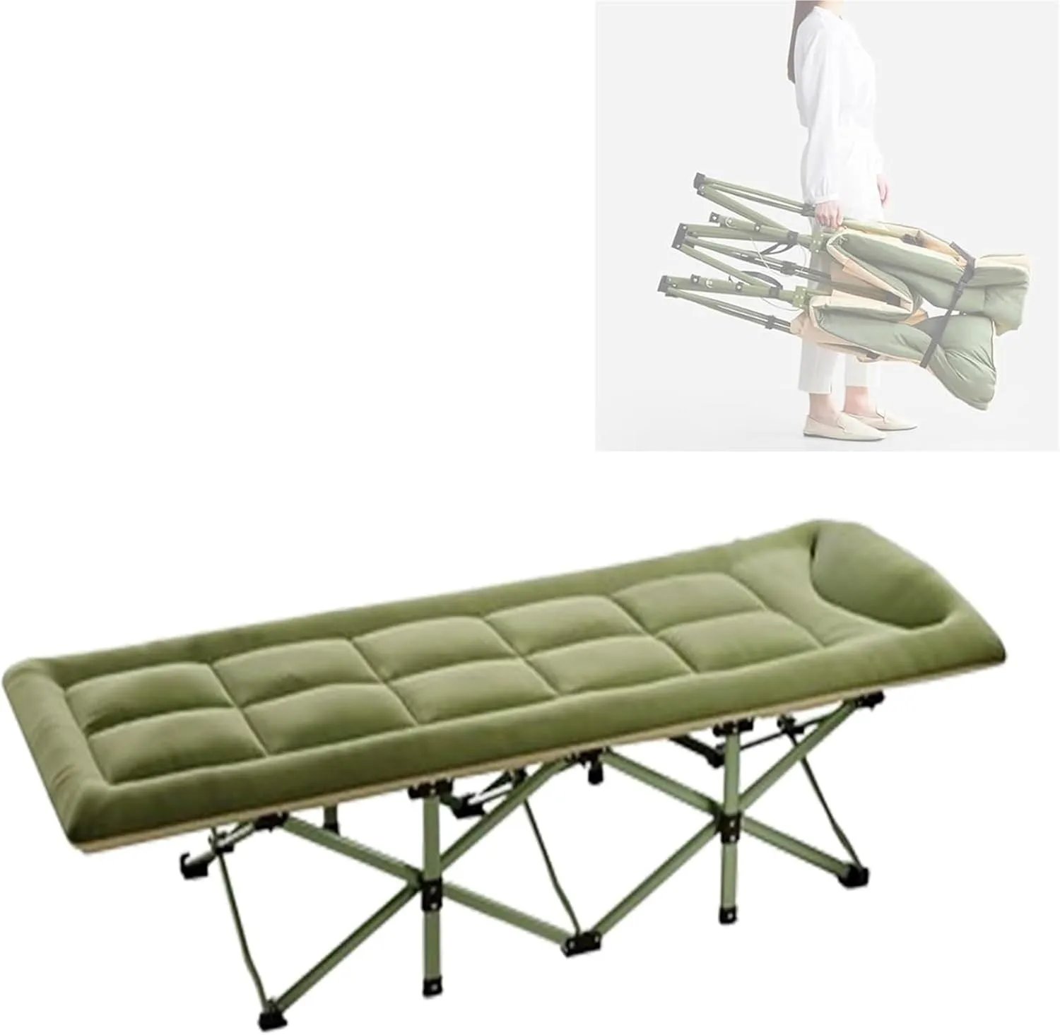 Folding Camping Cot,Camping Cot for Adults, Extra Wide Portable Camp Cot Heavy Duty Sturdy Foldaway Guest Bed Strong Thicker Tubes Sleeping Bed Cot for Office Beach Garden Patio