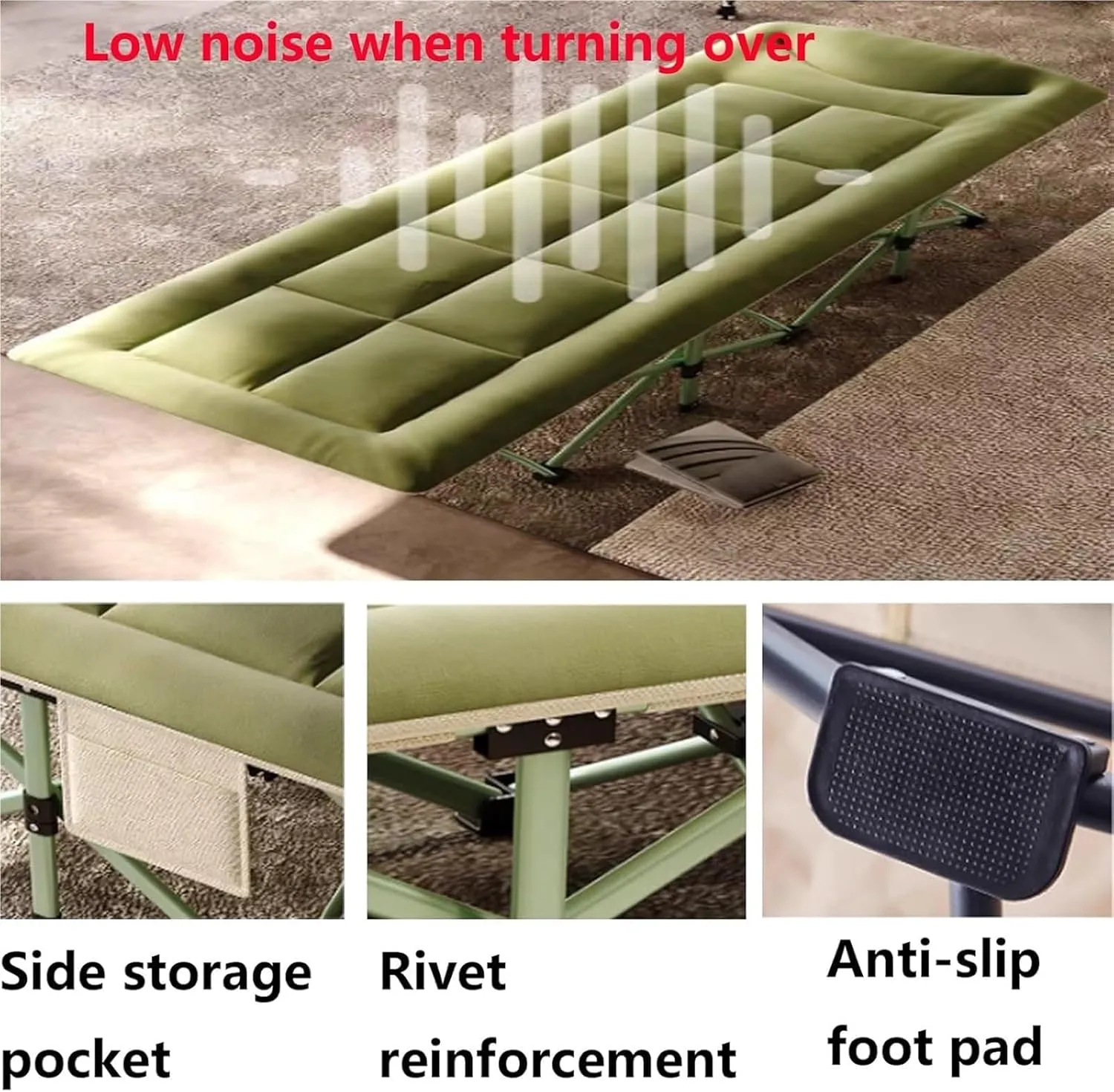 Folding Camping Cot,Camping Cot for Adults, Extra Wide Portable Camp Cot Heavy Duty Sturdy Foldaway Guest Bed Strong Thicker Tubes Sleeping Bed Cot for Office Beach Garden Patio