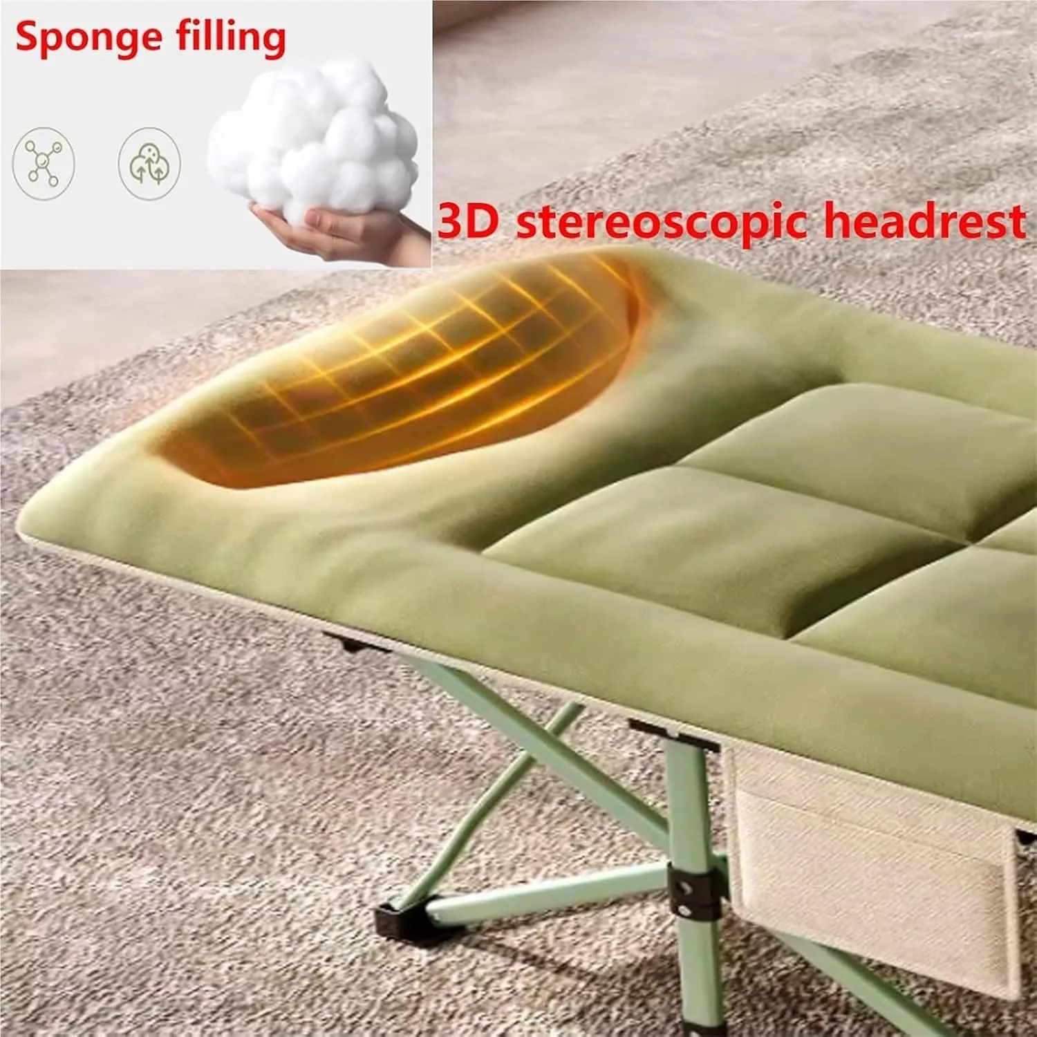 Folding Camping Cot,Camping Cot for Adults, Extra Wide Portable Camp Cot Heavy Duty Sturdy Foldaway Guest Bed Strong Thicker Tubes Sleeping Bed Cot for Office Beach Garden Patio