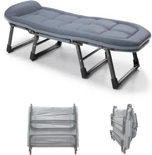 Folding Camping Cot,Camping Cot for Adults, Foldable Outdoor Bed Heavy Duty Camping Cots 6 Levels Adjustable Backrest for Office Naps Beach Vocation and Home Lounging(180 * 60 * 30cm)
