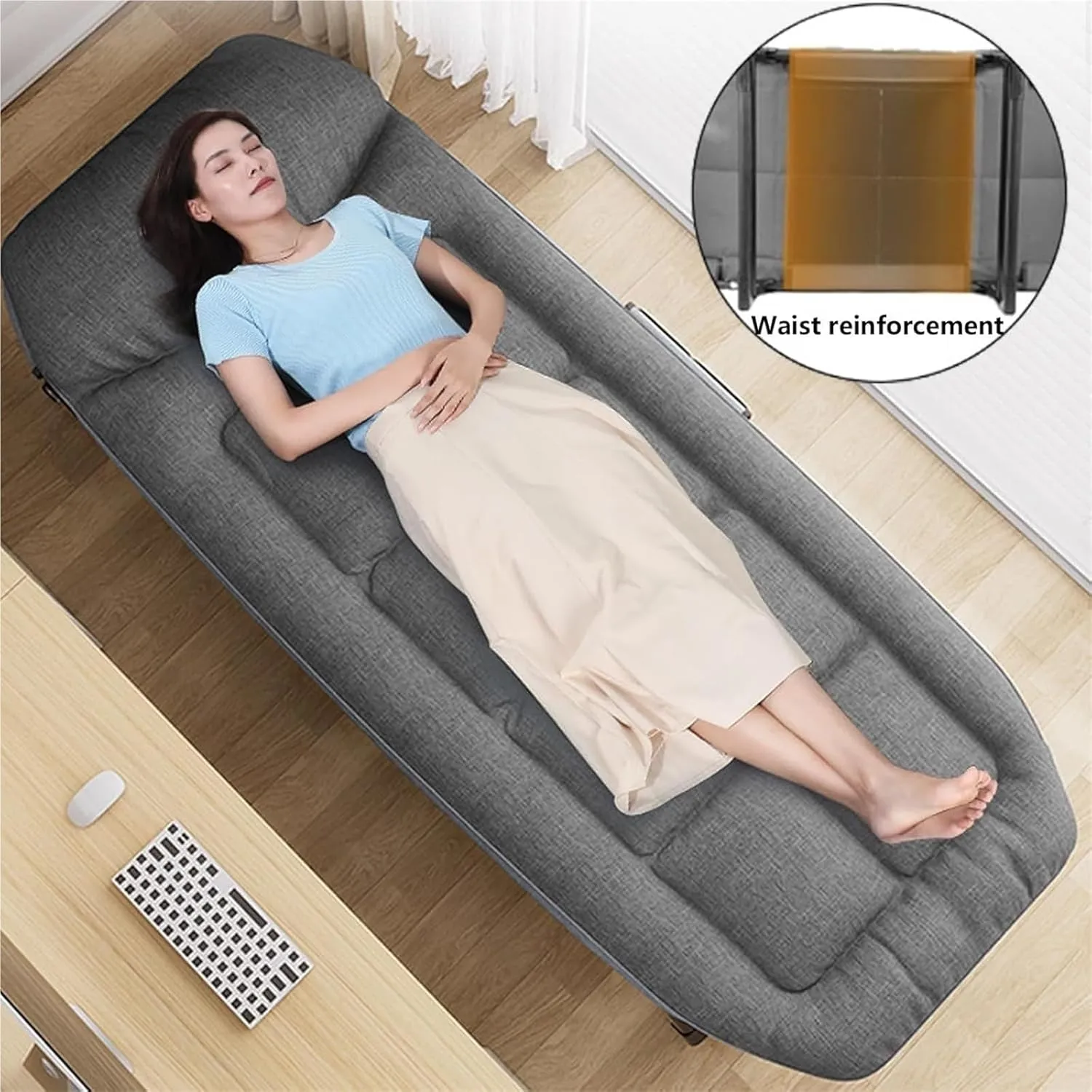 Folding Camping Cot,Camping Cot for Adults, Rollaway Beds with Adjustable 6 Position Portable Beds for Guests for Outdoor Travel & Office/Home Nap Easy Storage(180 * 66 * 30cm)