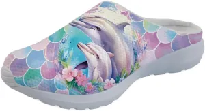 Forchrinse Hawaiian Palm Tree Men’s Women’s Mule Sneakers Open Back Clog Slippers Lightweight Breathable for Home Work Gym