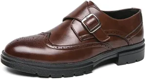 Formal Shoes Dress Oxford for Men New Men's Business Shoes - Genuine Leather Italian Wingtip Oxfords, Monk Strap Buckle, Brogue Design, Wedding & Social Shoes for Men