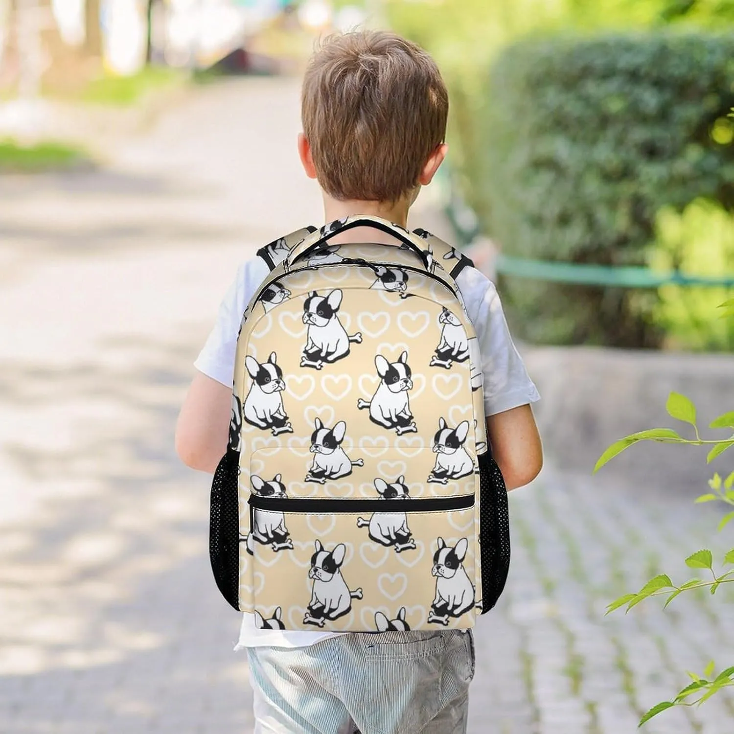 French Bulldog Backpack for Girls Boys, 16 Inch School Bookbag with Adjustable Straps, Travel Bag Durable, Lightweight, Large Capacity