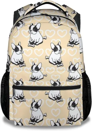 French Bulldog Backpack for Girls Boys, 16 Inch School Bookbag with Adjustable Straps, Travel Bag Durable, Lightweight, Large Capacity