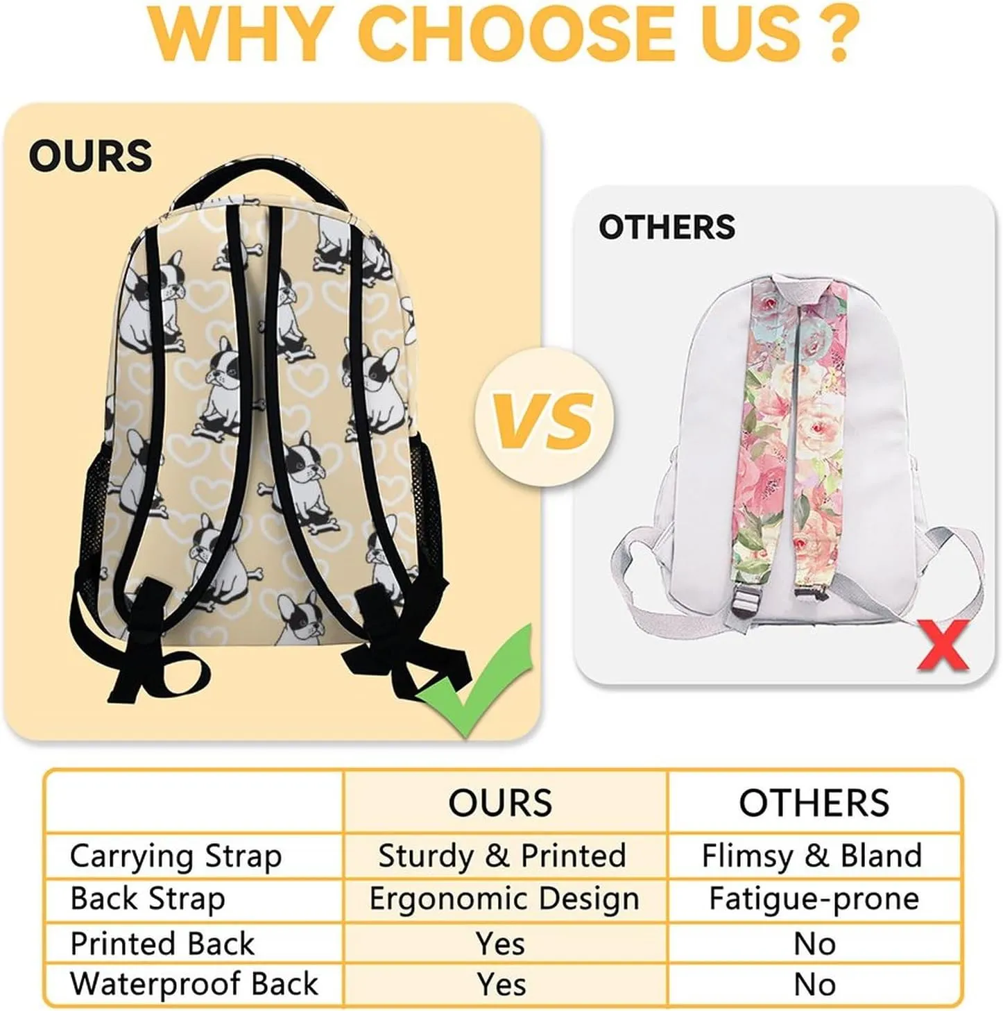 French Bulldog Backpack for Girls Boys, 16 Inch School Bookbag with Adjustable Straps, Travel Bag Durable, Lightweight, Large Capacity