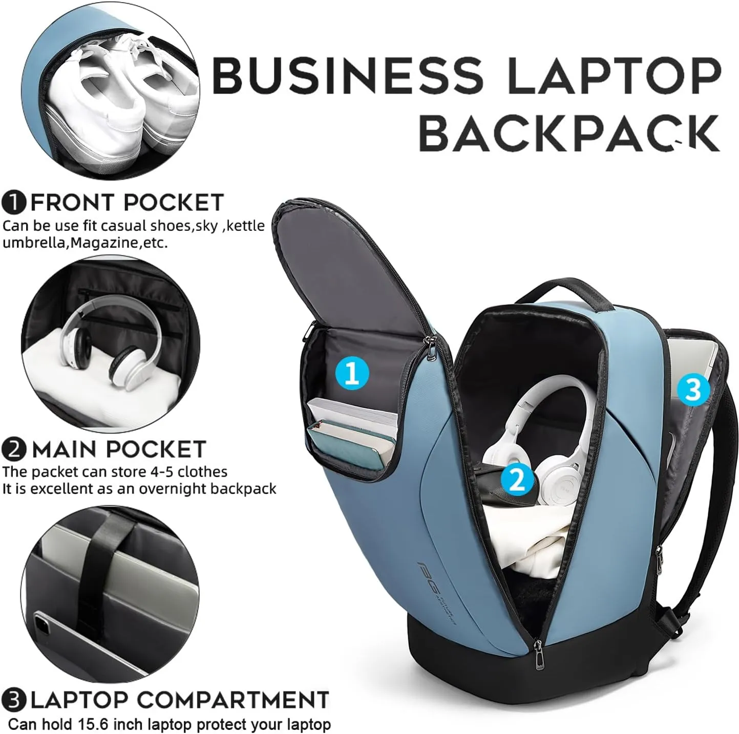 FUTURE AESTHETICS Business Smart Backpack Waterproof for women,men,Fight Approved Durable Backpack suitable as overnight and travel backpack (Light blue)