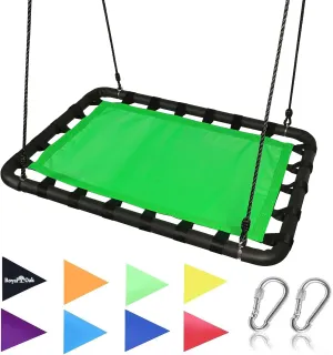 Giant Platform Tree Swing, 700 lb Weight Capacity, Durable Steel Frame, Waterproof, Adjustable Ropes, Flag Set and 2 Carabiners, Non-Stop Fun for Kids!