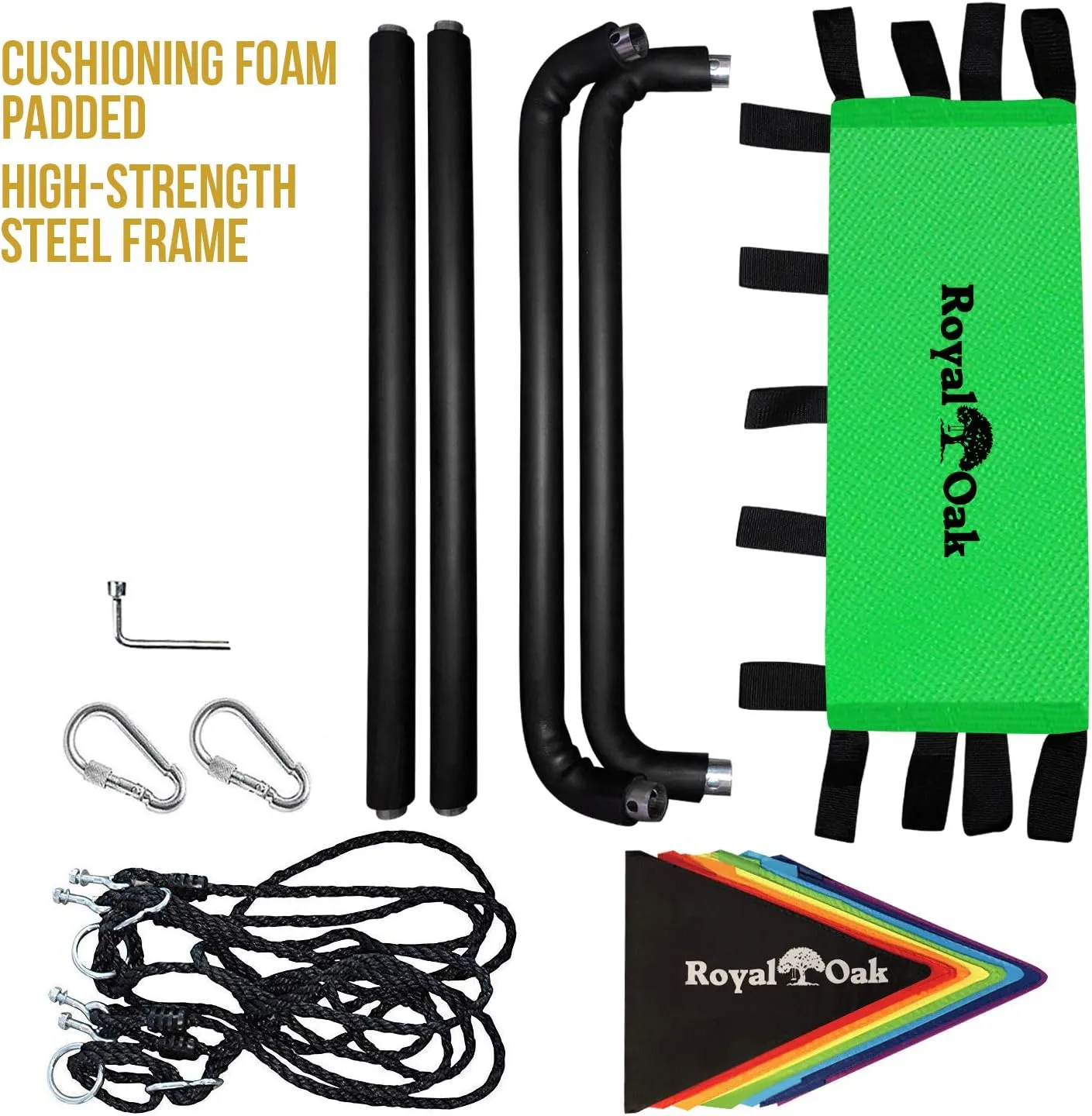 Giant Platform Tree Swing, 700 lb Weight Capacity, Durable Steel Frame, Waterproof, Adjustable Ropes, Flag Set and 2 Carabiners, Non-Stop Fun for Kids!
