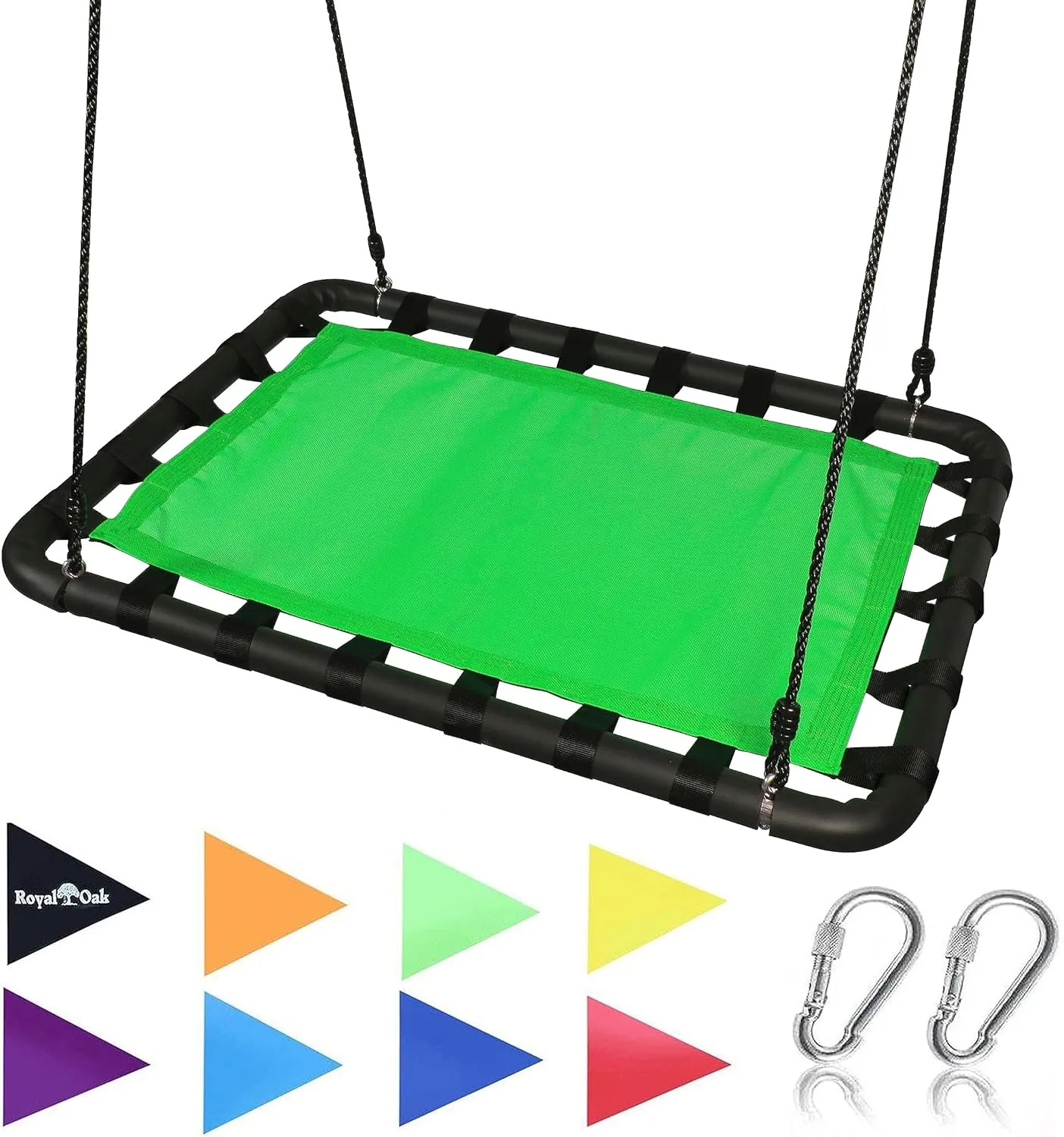 Giant Platform Tree Swing, 700 lb Weight Capacity, Durable Steel Frame, Waterproof, Adjustable Ropes, Flag Set and 2 Carabiners, Non-Stop Fun for Kids!