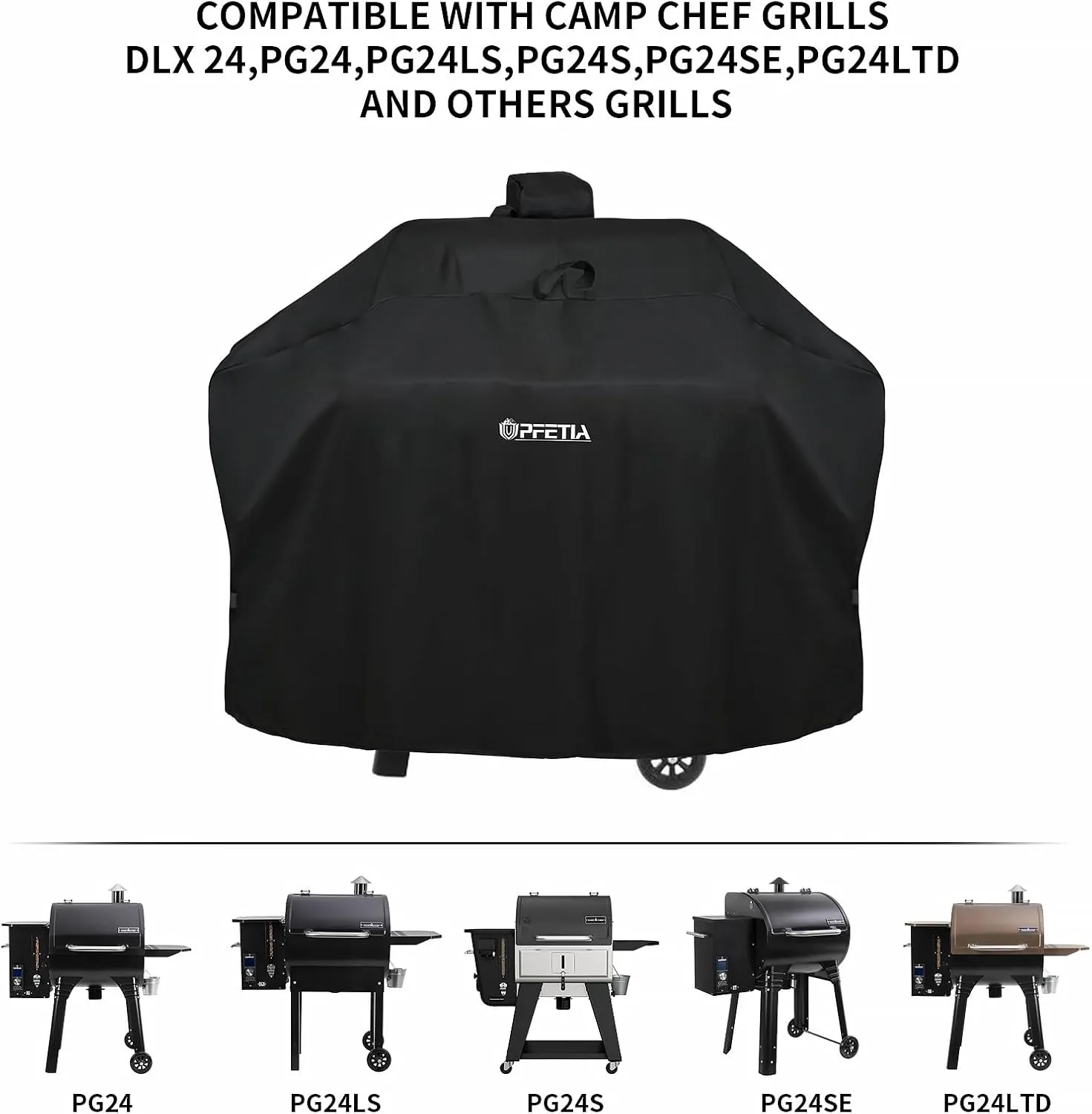 Grill Cover for Camp Chef Pellet Grills DL×24", SmokePro DLX, SomkePro 24", Woodwind 24 Pellet Grills, Heavy Duty Waterproof Camp Chef Grill Cover