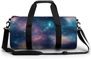 Gym Bag 17in for Men Women, Waterproof Foldable Sports Organizer, Durable Workout Travel Duffle Bag, Cosmic Twilight-37