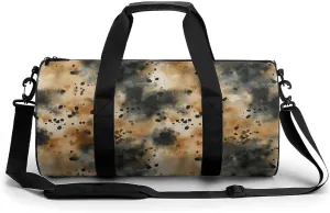 Gym Bag 17in for Men Women, Waterproof Foldable Sports Organizer, Durable Workout Travel Duffle Bag, Faint Smoke Spots-135