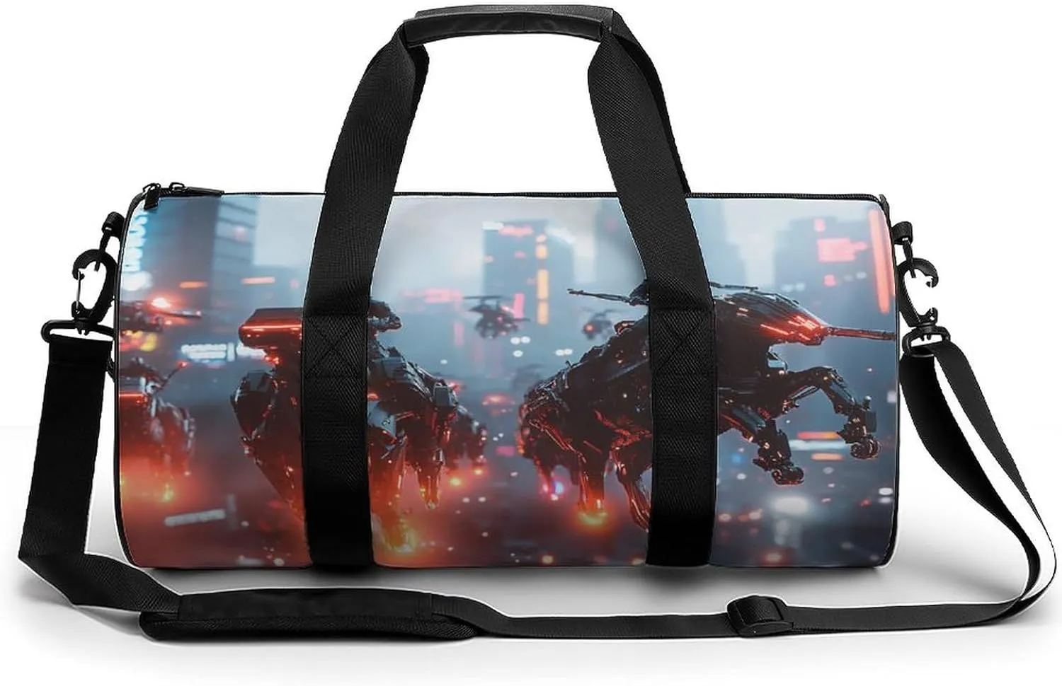 Gym Bag 17in for Men Women, Waterproof Foldable Sports Organizer, Durable Workout Travel Duffle Bag, Future Warfare-164