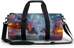 Gym Bag 17in for Men Women, Waterproof Foldable Sports Organizer, Durable Workout Travel Duffle Bag, Future Warfare-165