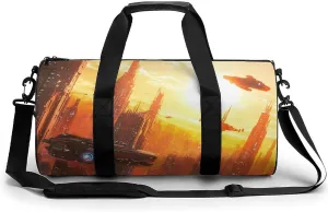 Gym Bag 17in for Men Women, Waterproof Foldable Sports Organizer, Durable Workout Travel Duffle Bag, High-Tech Metropolis-211