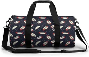 Gym Bag 17in for Men Women, Waterproof Foldable Sports Organizer, Durable Workout Travel Duffle Bag, Rugby Ball Curve Stick-9