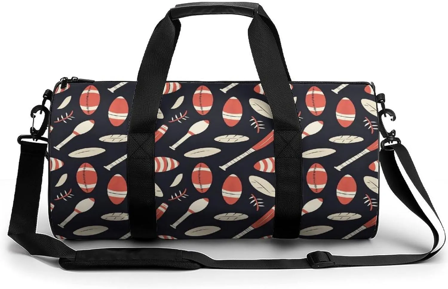 Gym Bag 17in for Men Women, Waterproof Foldable Sports Organizer, Durable Workout Travel Duffle Bag, Sporty Rugby Stick-8